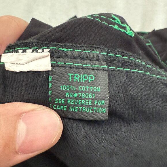 Tripp NYC Cargo Pants Mens S 32x30 Black Baggy Goth Rave Convertible Metal Stud - Picture 3 of 13
